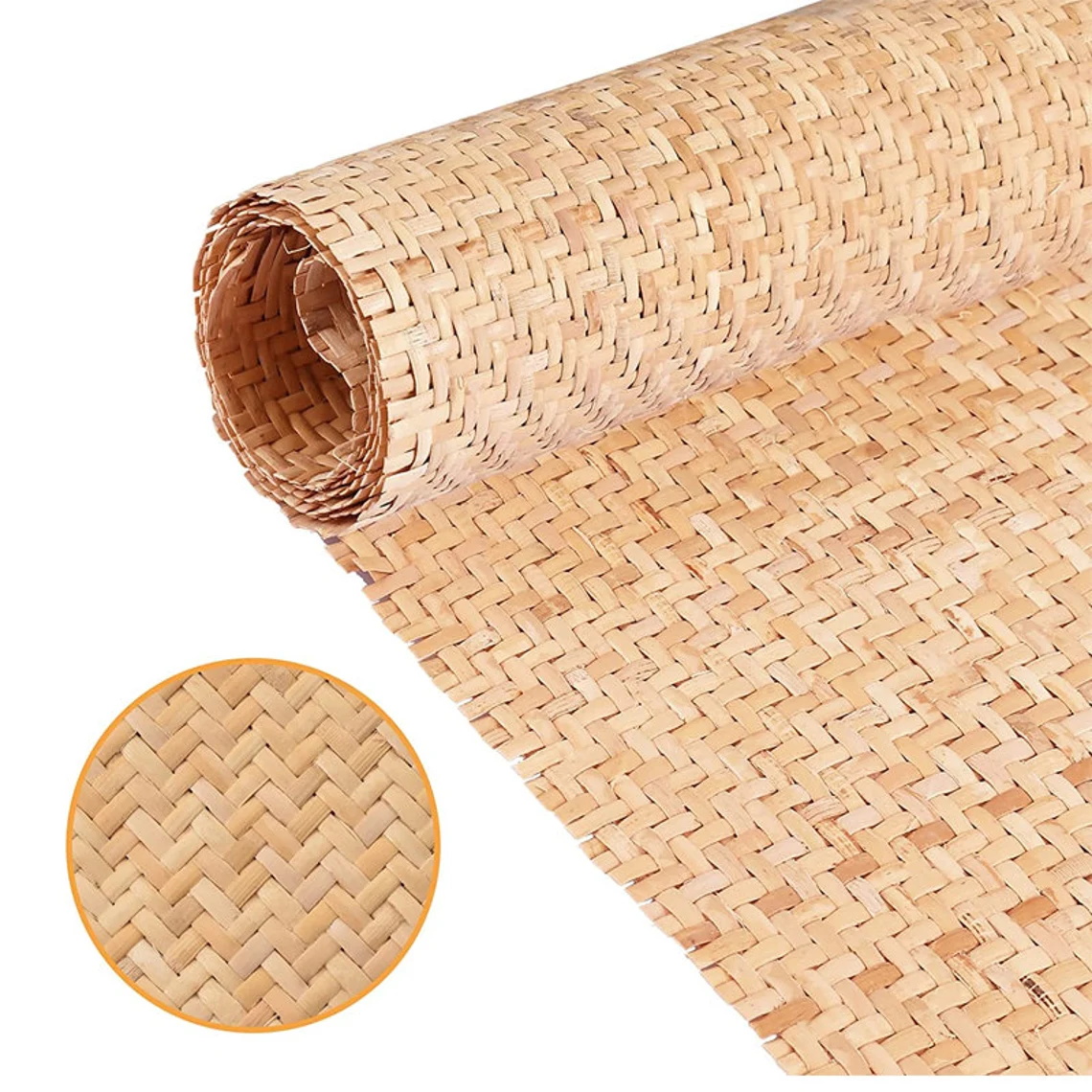 <strong>14"Width Natural Cane Webbing 3.3Ft, V Shape Rattan Webbing for Caning Projects, Woven Cane Rol</strong>